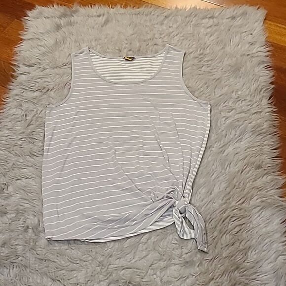 Eddie bauer‎ womens gray and white stripped polyester stretch tank top - Picture 1 of 5